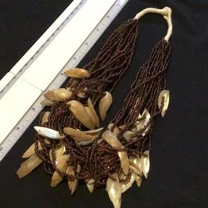 Glass bead and shell necklace